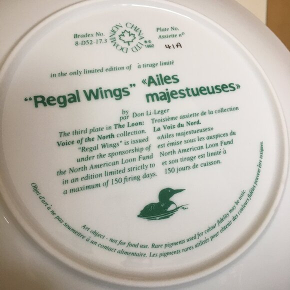 2/$40 Voice of the North Decorative Plate 'Regal Wings' Don Li-Leger - Picture 5 of 5
